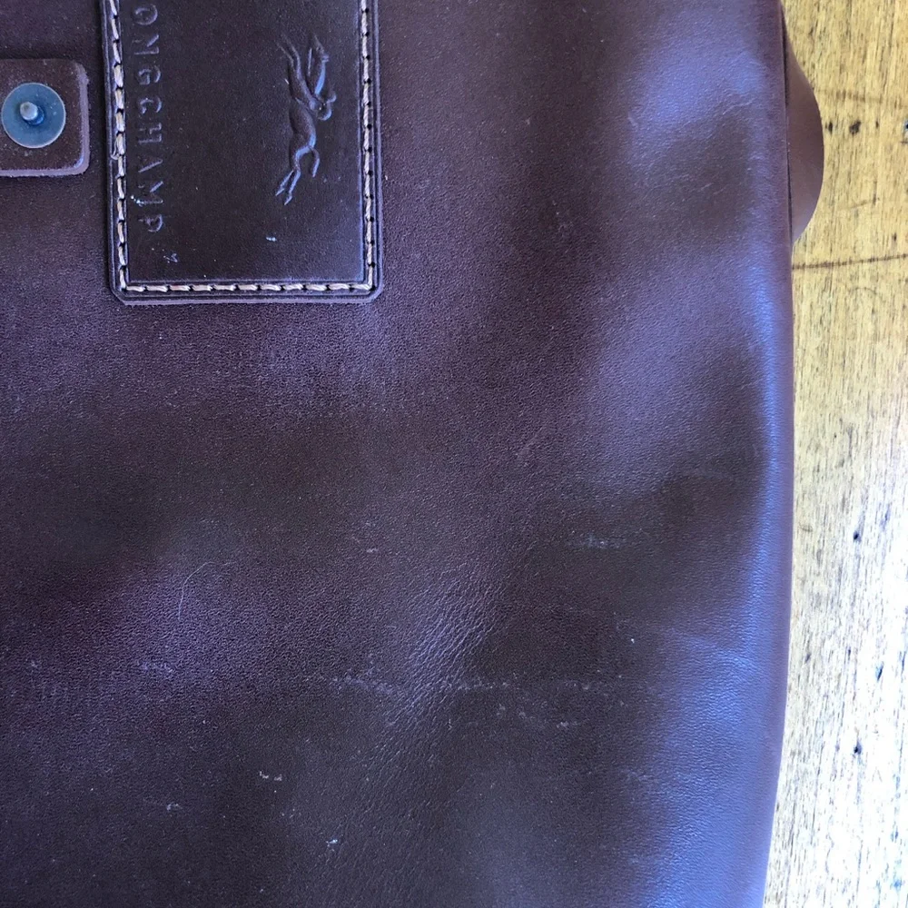 Longchamp Beige and Brown Leather-Trim Briefcase